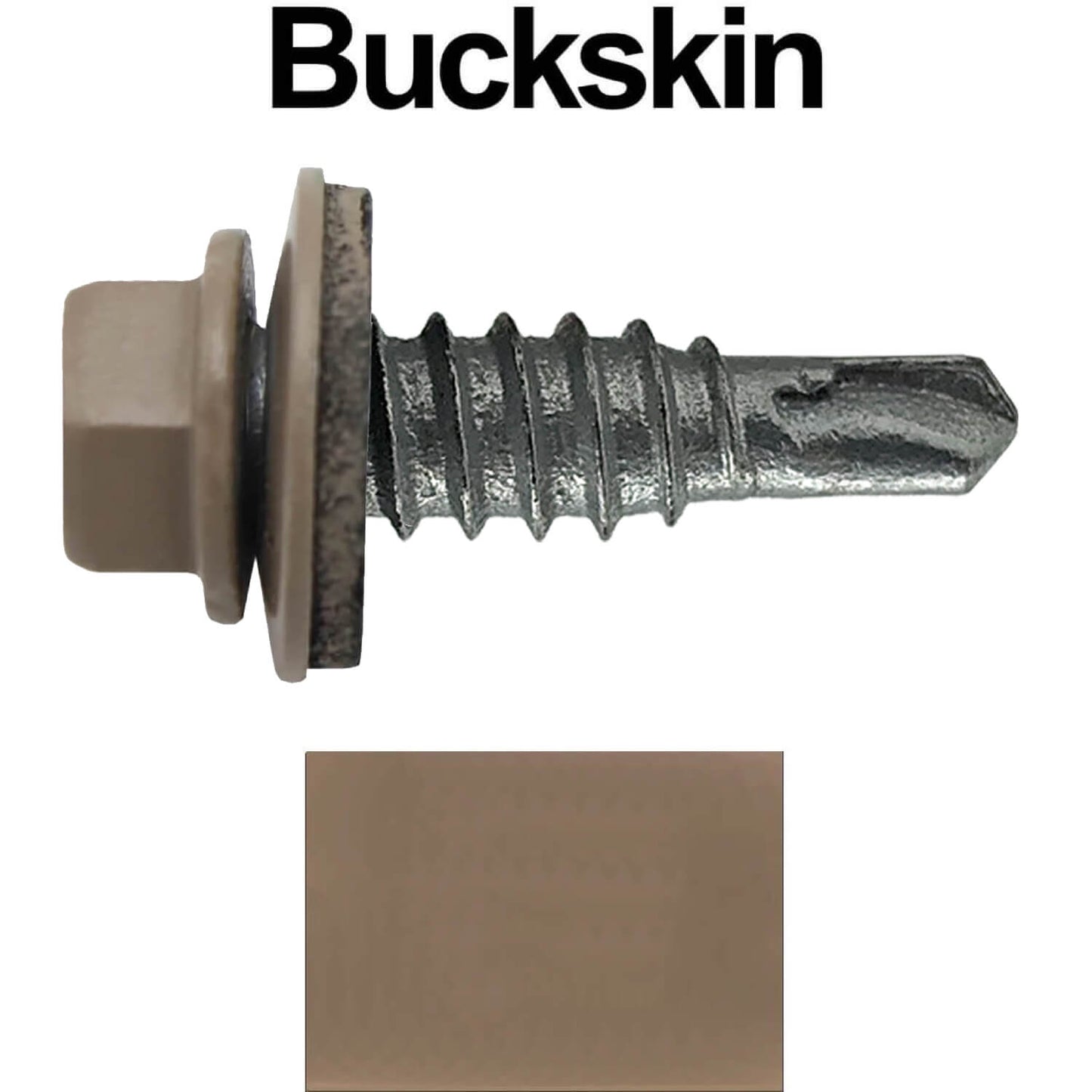 #14 x 7/8" Stitch Tek Metal to Metal Type #1 Roofing Screws - Hex Washer Head - Drill Point - 9/16" EPDM washer.