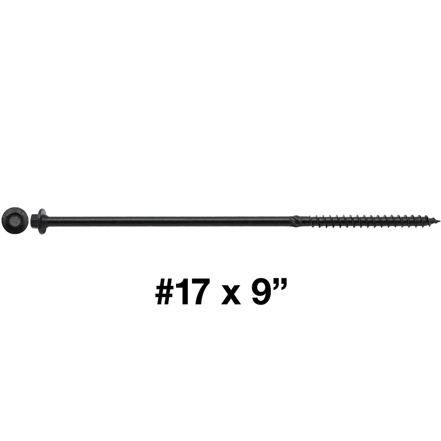 #17 Heavy-Duty Black Timber, Log & Structural Wood Screws - Exterior Coated - Use for Fastening Ledger Boards, Large Timbers, Logs and more.