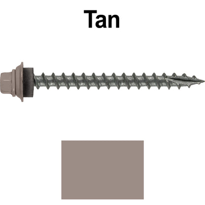 12 X 2-1/2" Metal Roofing Screws For OSB and Plywood - Galvanized Metal to Wood Type 17 Tip - 1/4" Hex Head - Assembled EPDM Washer