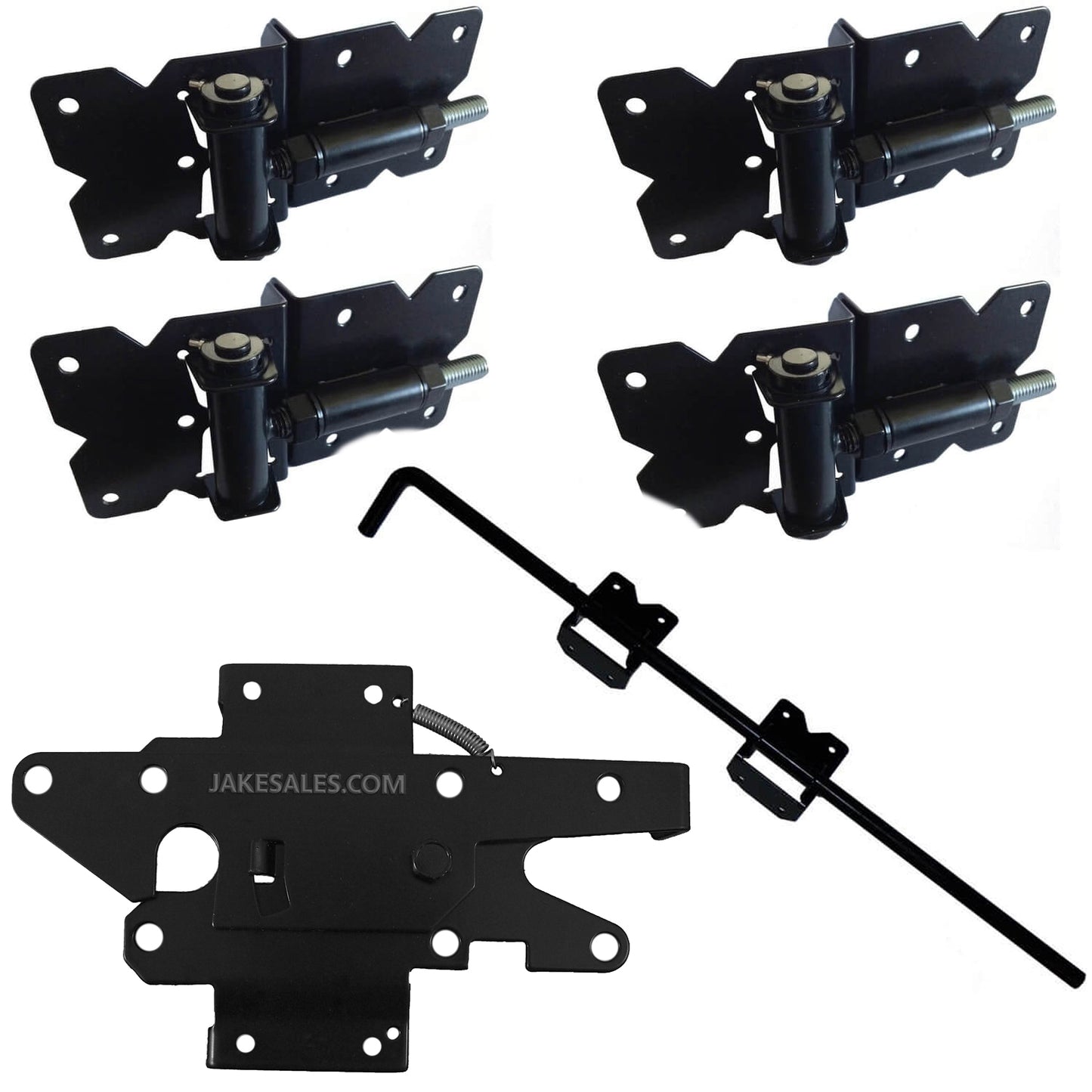 Vinyl Gate Kits in Standard and Self-Closing for Single and Double Gates. Choose from Black or White With or Without Drop Rods. Standard and Extended Gate Latches