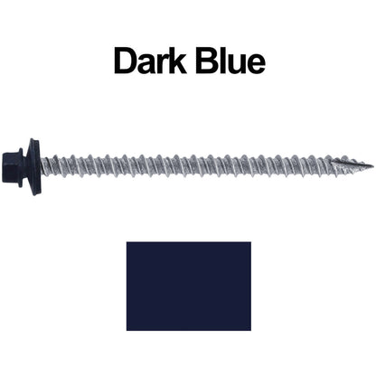 #10 x 3" Metal ROOFING SCREWS - Hex Washer Head - Self starting/self tapping - EPDM washer. Colored head.