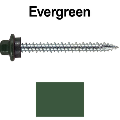 10 x 2” - STAINLESS HEX / ZINC Sheet Metal Roof Screw. Self starting metal to wood siding screws. EPDM washer. Colored head.