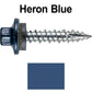 10 x 1" - STAINLESS HEX / ZINC Sheet Metal Roof Screw. Self starting metal to wood siding screws. EPDM washer. Colored head.