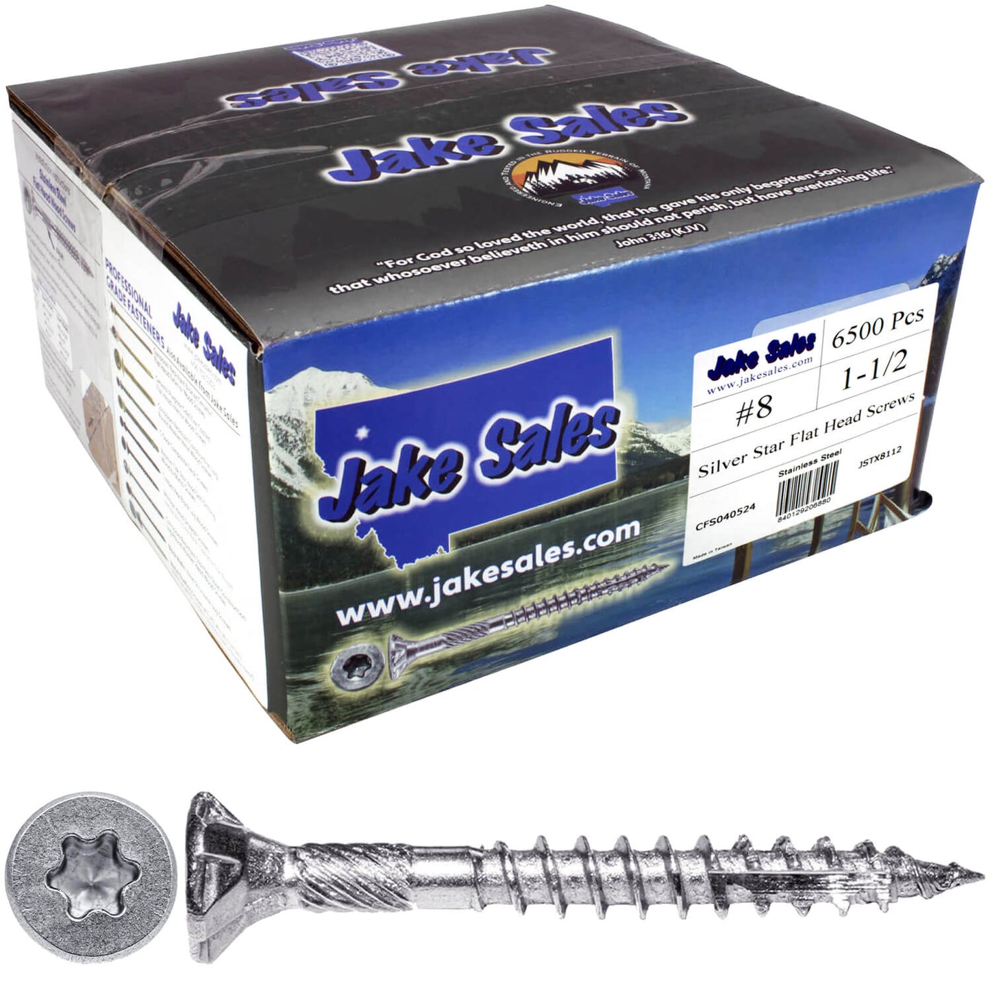 #8 Torx/Star Drive Head - 300 Grade Stainless Steel Torx/Star Drive Wood Screws - Silver Star Stainless Steel Wood Screw