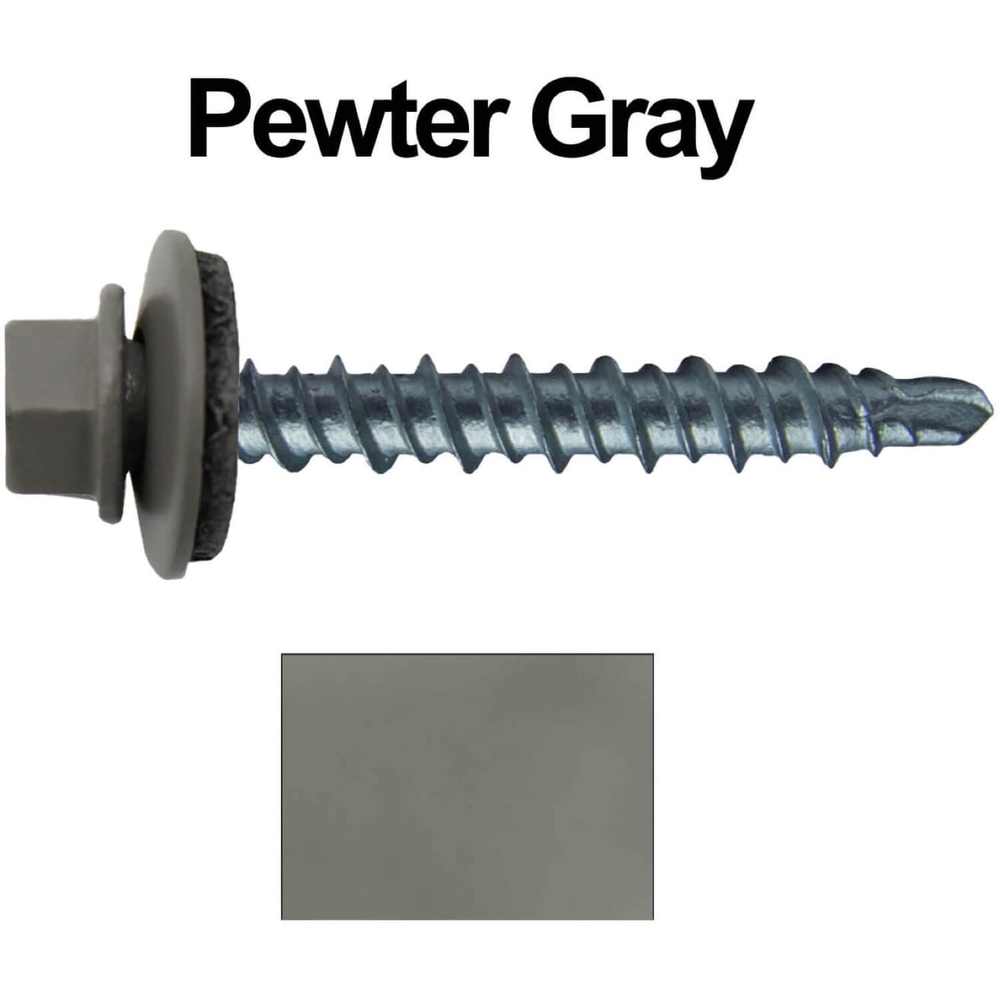 #10 x 1-1/2" Mini Driller Sheet Metal Roofing Screw - Hex Washer Head -  Self starting metal to wood siding screws. EPDM washer. Colored head.