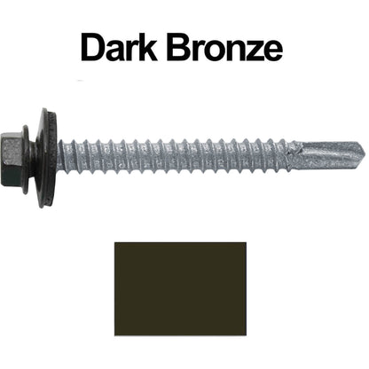 #12 x 2" Metal to Metal Type #3 Metal Roofing Screws - Hex Head Drill Point - 9/16" EPDM Washer.