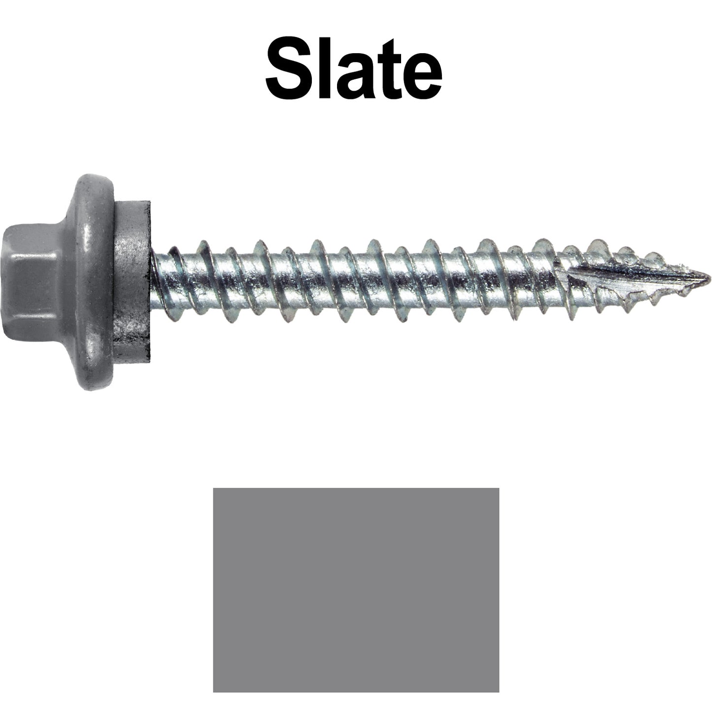 10 x 1-1/2" - STAINLESS HEX / ZINC Sheet Metal Roof Screw. Self starting metal to wood siding screws. EPDM washer. Colored head.
