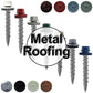 #10 x 1-1/2" Metal ROOFING SCREWS - Hex Washer Head - Self starting/self tapping - EPDM washer. Colored head.