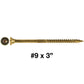 #9 x 3" Gold Star Wood Screw, T-25 Torx Drive, Flat Head (OVERSTOCK)