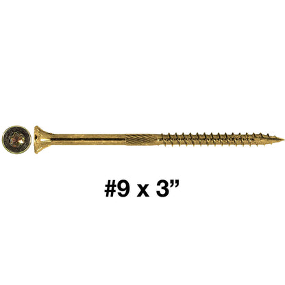 #9 x 3" Gold Star Wood Screw, T-25 Torx Drive, Flat Head (OVERSTOCK)