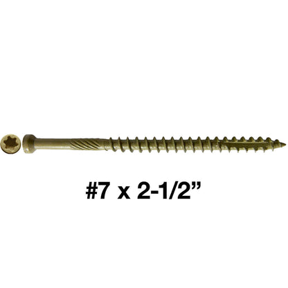 #7 Bronze Coated Multipurpose Wood Screw Torx/Star Tiny Finish Head - Exterior Coated - ACQ Compatible Wood Screws