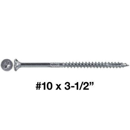 #10 Silver Star Stainless Steel Wood Screw Torx/Star Drive Head - 300 Series Stainless Steel Torx/Star Drive Wood Screws