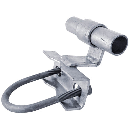 BLACK 1-5/8" Track Rail to 1-5/8" and 1-7/8" Fence Post Rolling Gate Track Bracket - PRESSED STEEL - POWDER COATED