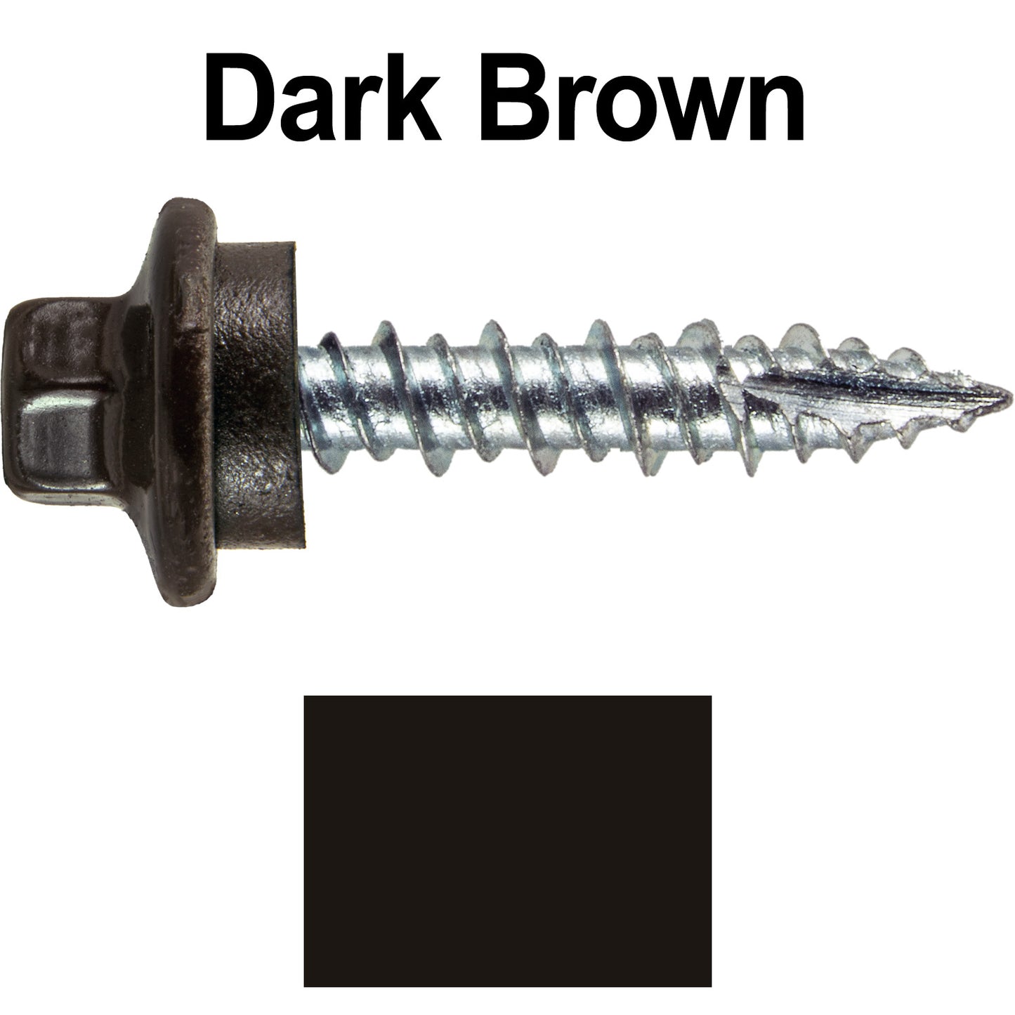 10 x 1" - STAINLESS HEX / ZINC Sheet Metal Roof Screw. Self starting metal to wood siding screws. EPDM washer. Colored head.