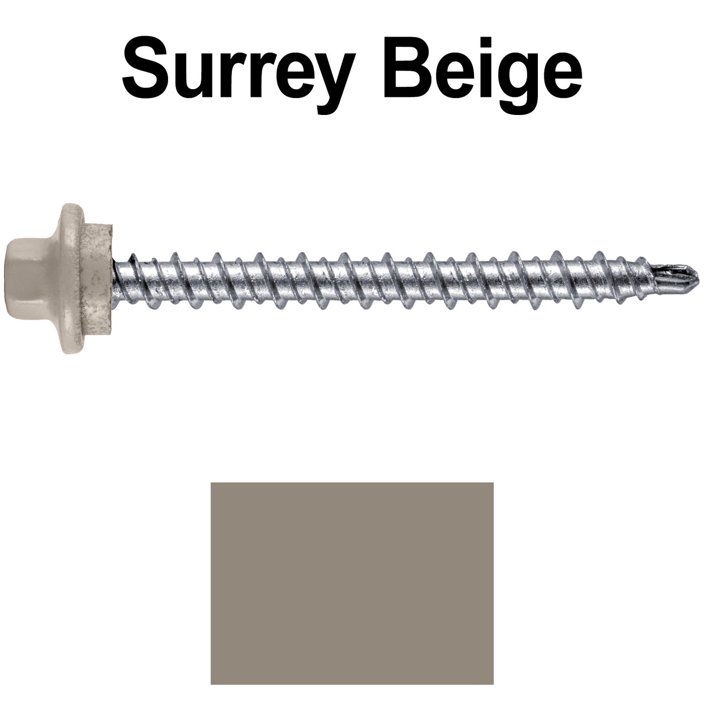 10 x 2” Stainless Steel Mini Driller Sheet Metal Roofing Screw - Hex Washer Cap - Self starting metal to wood siding screws - EPDM washer. Colored head.