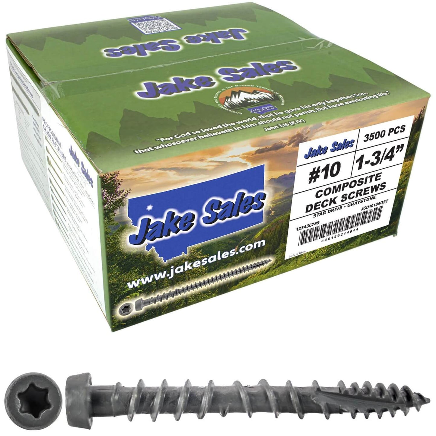 #10 x 1-3/4" Colored Composite Decking Wood Screws with Torx/Star Drive Head (T20 Bit), Exterior Coated, Compatible with Pressure Treated and ACQ Lumber