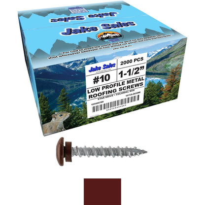 10 x 1-1/2” LOW PROFILE Star Head Roofing Screws - HI-LO Thread - Metal To Wood - T25 Torx Drive Head - EPDM washer