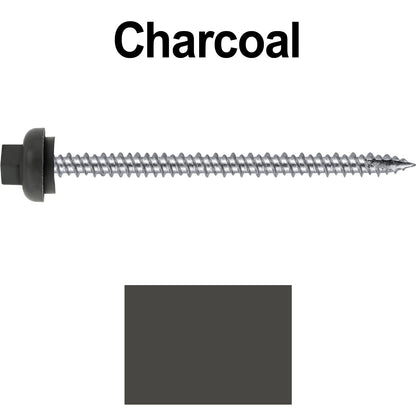 10 X 3“ HI-LO Zinc Aluminum Cap Metal Roofing Screws - Hex Washer Head - Self starting/self tapping - EPDM washer. Colored head.