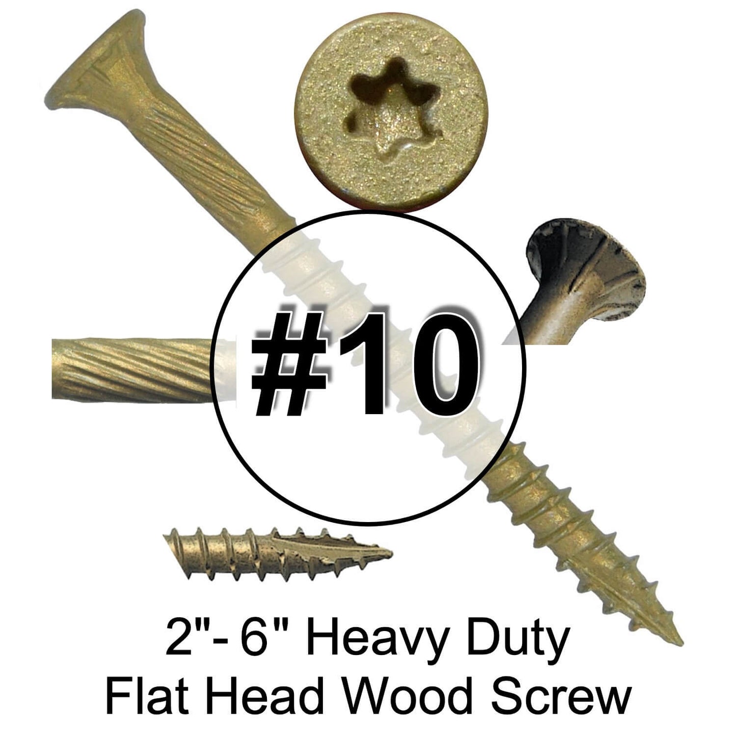 #10 Bronze Exterior Coated Wood Screw Torx/Star Drive Head - Multipurpose Exterior Coated Torx/Star Drive Wood Screws