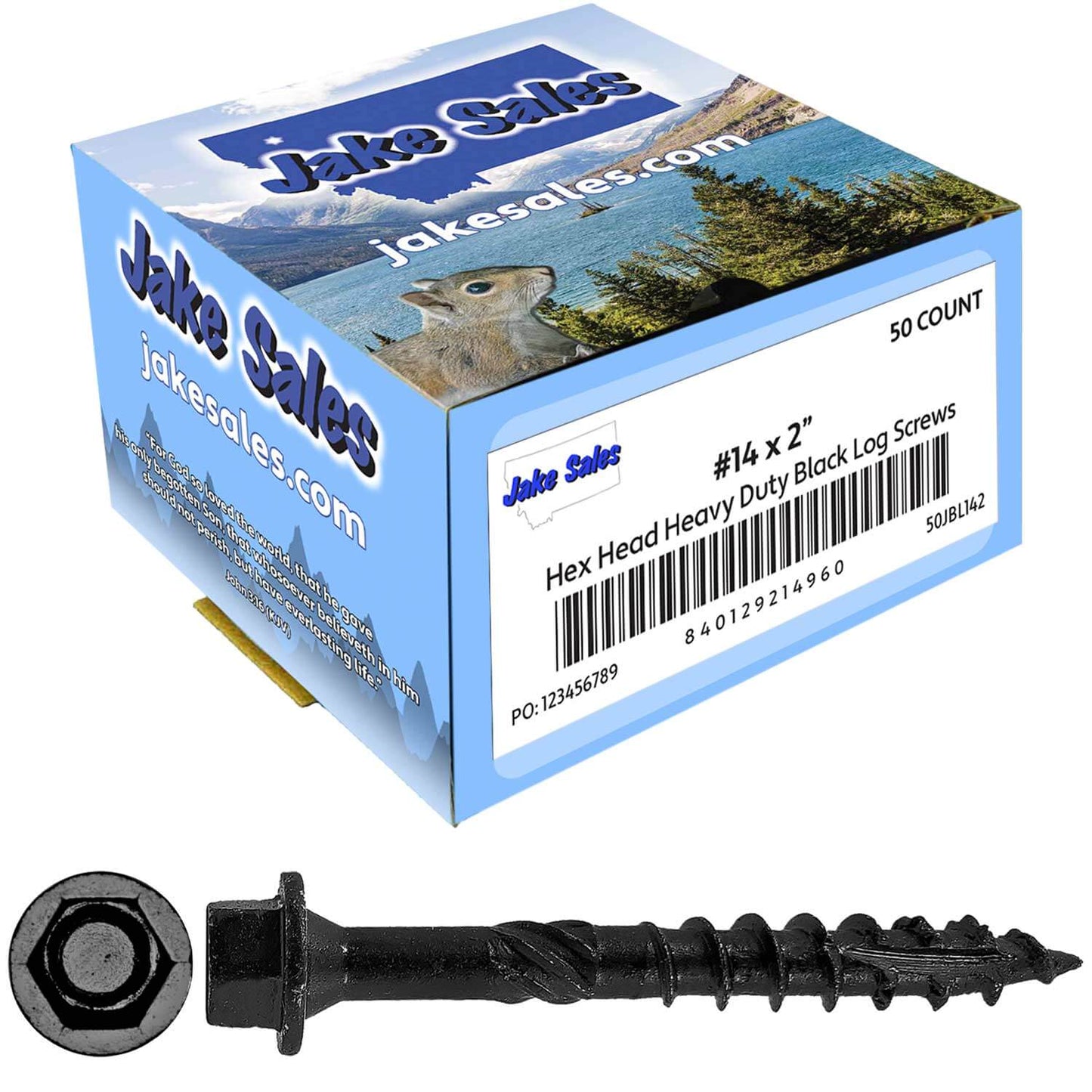 #14 Heavy-Duty Black Timber, Log & Structural Wood Screws - Exterior Coated - Use for Fastening Ledger Boards, Large Timbers, Logs and more.