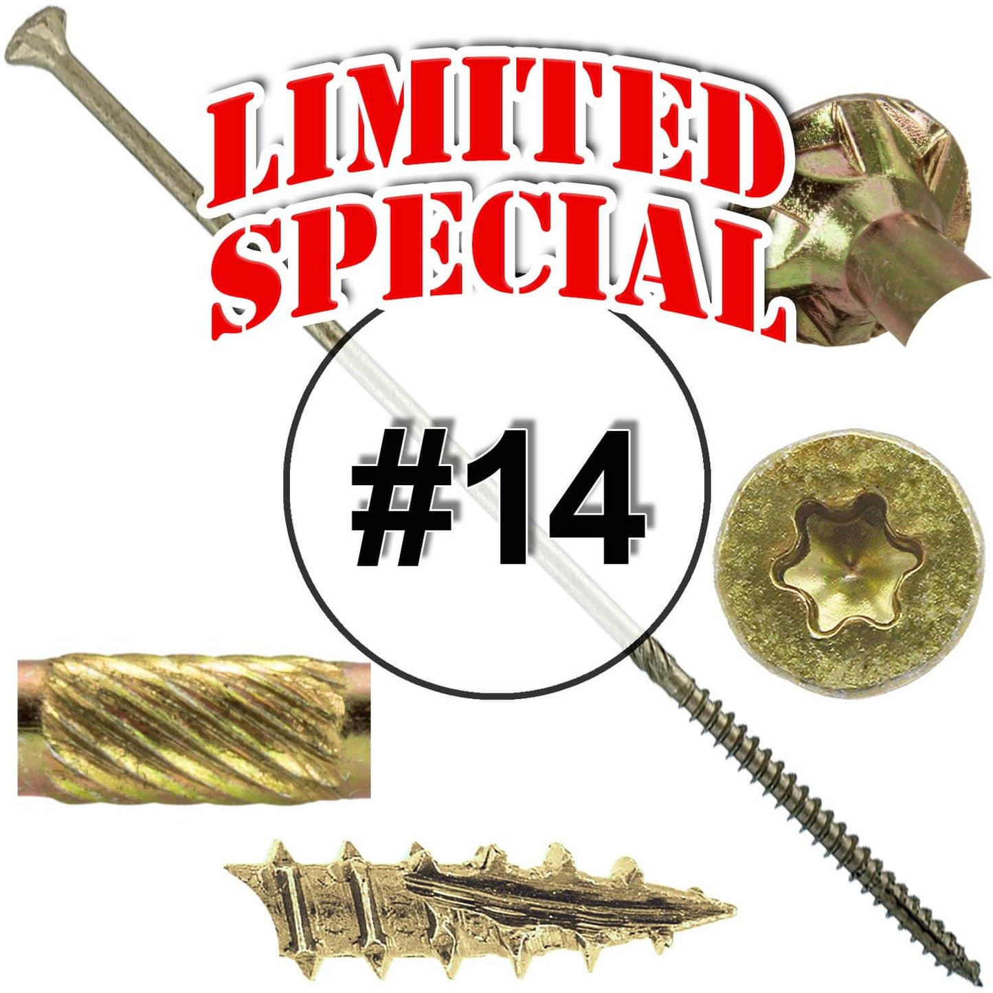 Jake Sales #14 Gold Star Wood Screw Torx/Star Drive Flat Head Multipurpose