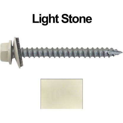#14  x 2-1/2" Metal ROOFING SCREWS - Hex Washer Head - Self starting/self tapping - EPDM washer. Colored head.