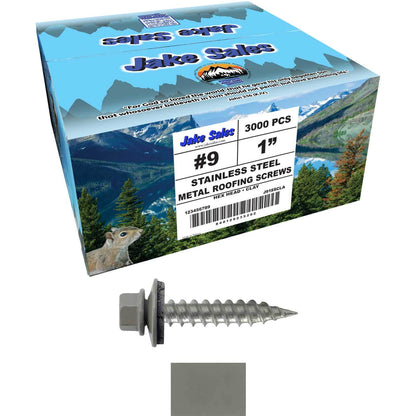 #9 x 1" Stainless Steel Metal Roofing Screws - Hex Washer Head - Self-Piercing (SP) tip metal to wood siding screws. EPDM washer. Colored head.