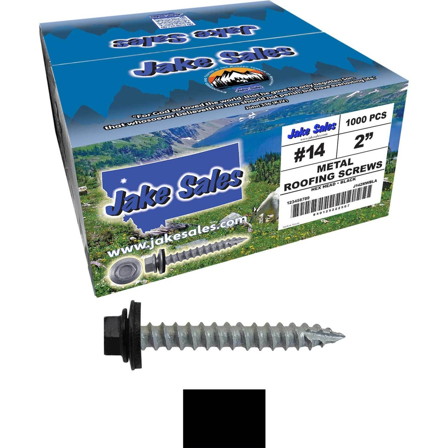 #14 x 2" Metal ROOFING SCREWS - Hex Washer Head - Self starting/self tapping - EPDM washer. Colored head.