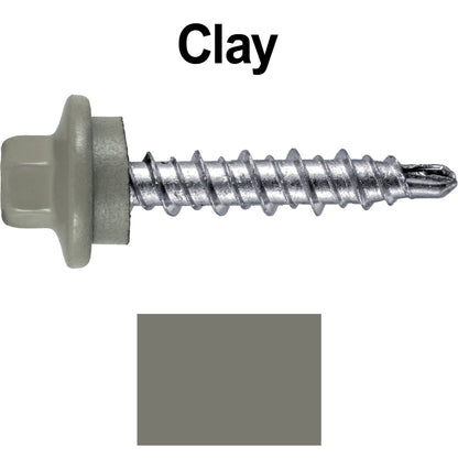 #10 x 1" Stainless Steel Mini Driller Sheet Metal Roofing Screw - Hex Washer Cap - Self starting metal to wood siding screws - EPDM washer. Colored Head.