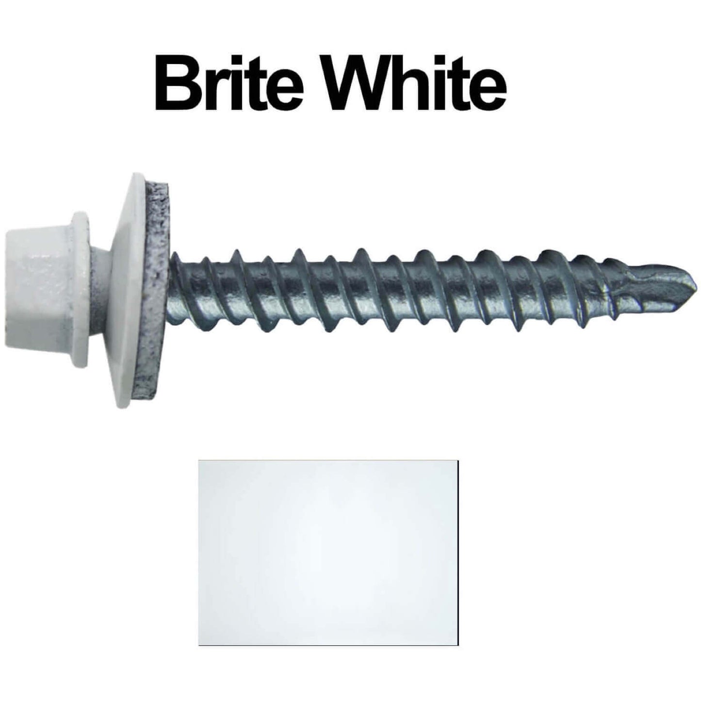 #10 x 1-1/2" Mini Driller Sheet Metal Roofing Screw - Hex Washer Head -  Self starting metal to wood siding screws. EPDM washer. Colored head.