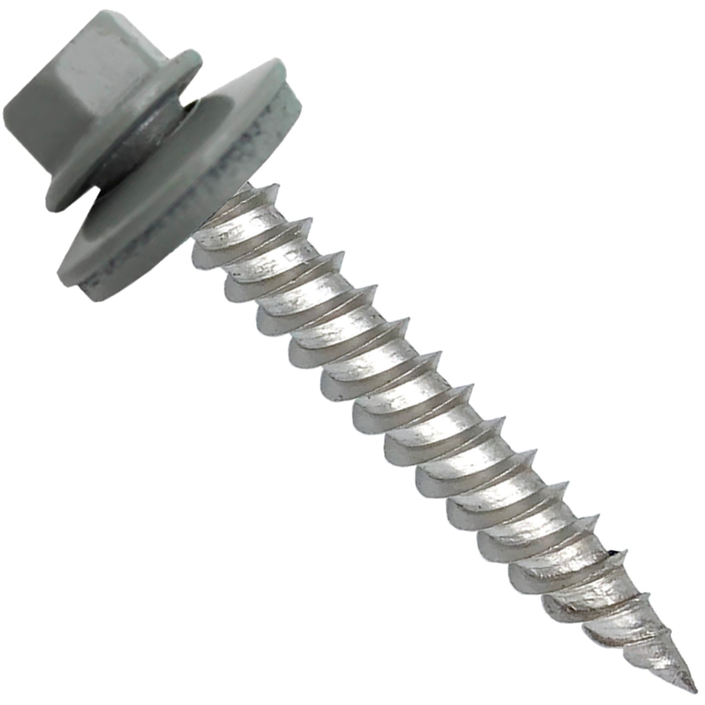 12 x 1-1/2" Stainless Steel Metal Roofing Screw: Hex ReGrip Sheet Metal Roof Screw. Sharp Point metal to wood siding screws. 5/8" EPDM washer. Product comes in 250 Count Bags  - Some Colors Special Order Only