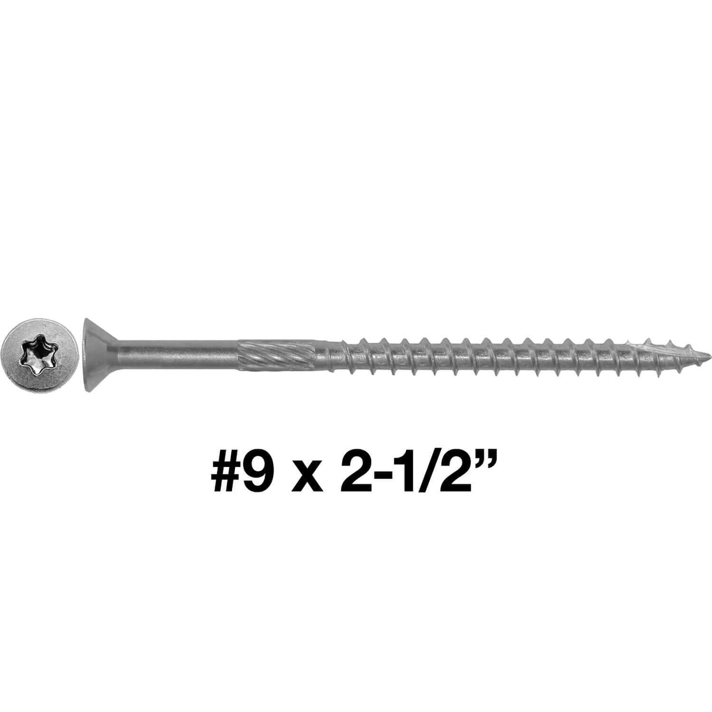 #9 Silver Star Stainless Steel Wood Screw Torx/Star Drive Head - Grade 300 Series Stainless Steel Torx/Star Drive Wood Screws