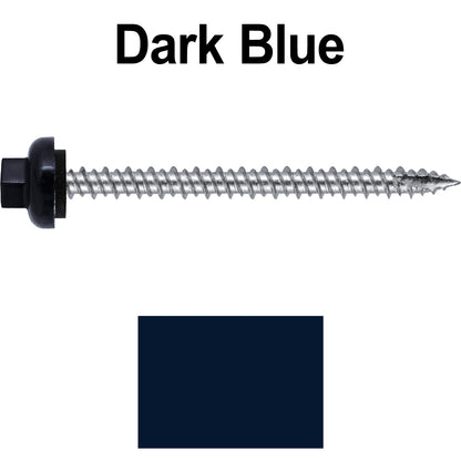 10 X 2-1/2" HI-LO Zinc Aluminum Cap Metal Roofing Screws - Hex Washer Head - Self starting/self tapping - EPDM washer. Colored head.