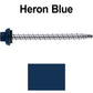 10 X 2-1/2" Zinc Aluminum Cap MINI-DRILLER Roofing Screws HI-LO THREAD Zinc Plated Carbon Steel Shank - EPDM Washer - Colored head
