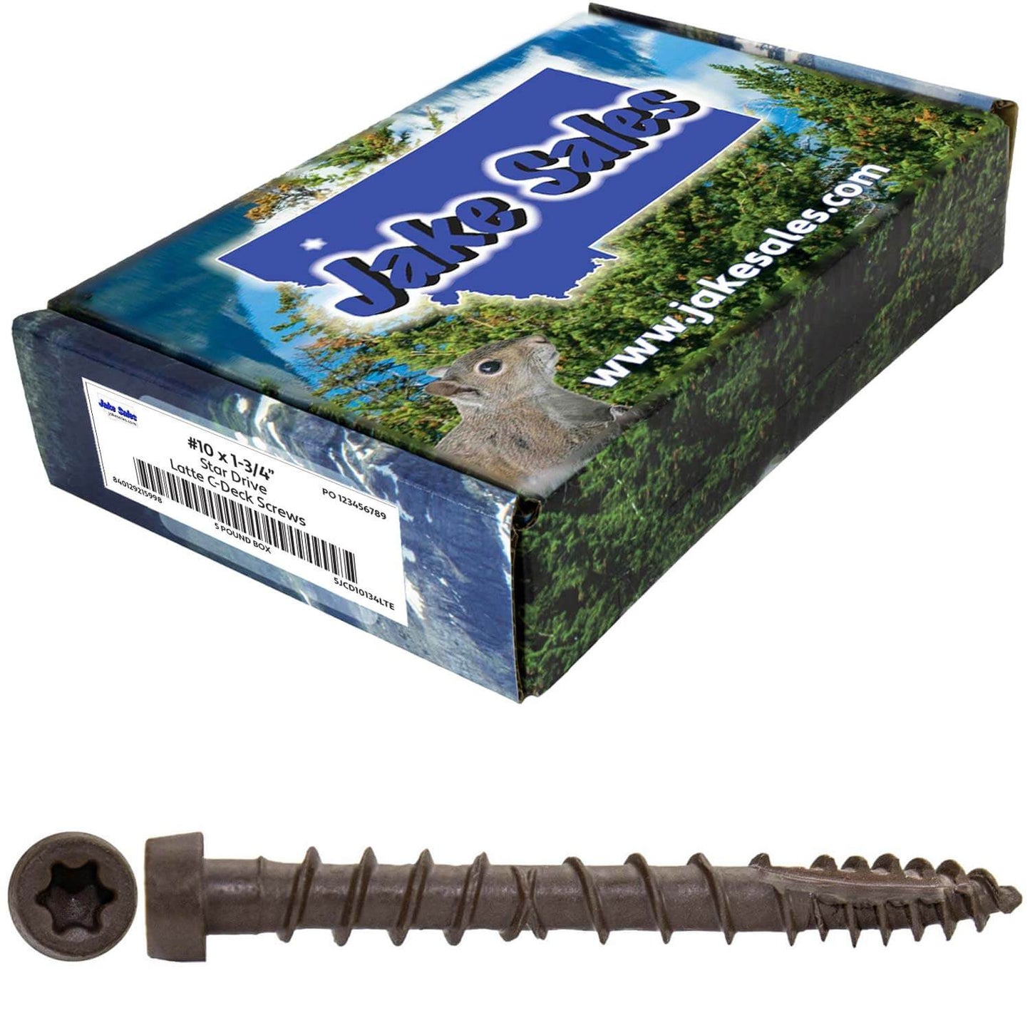 #10 x 1-3/4" Colored Composite Decking Wood Screws with Torx/Star Drive Head (T20 Bit), Exterior Coated, Compatible with Pressure Treated and ACQ Lumber