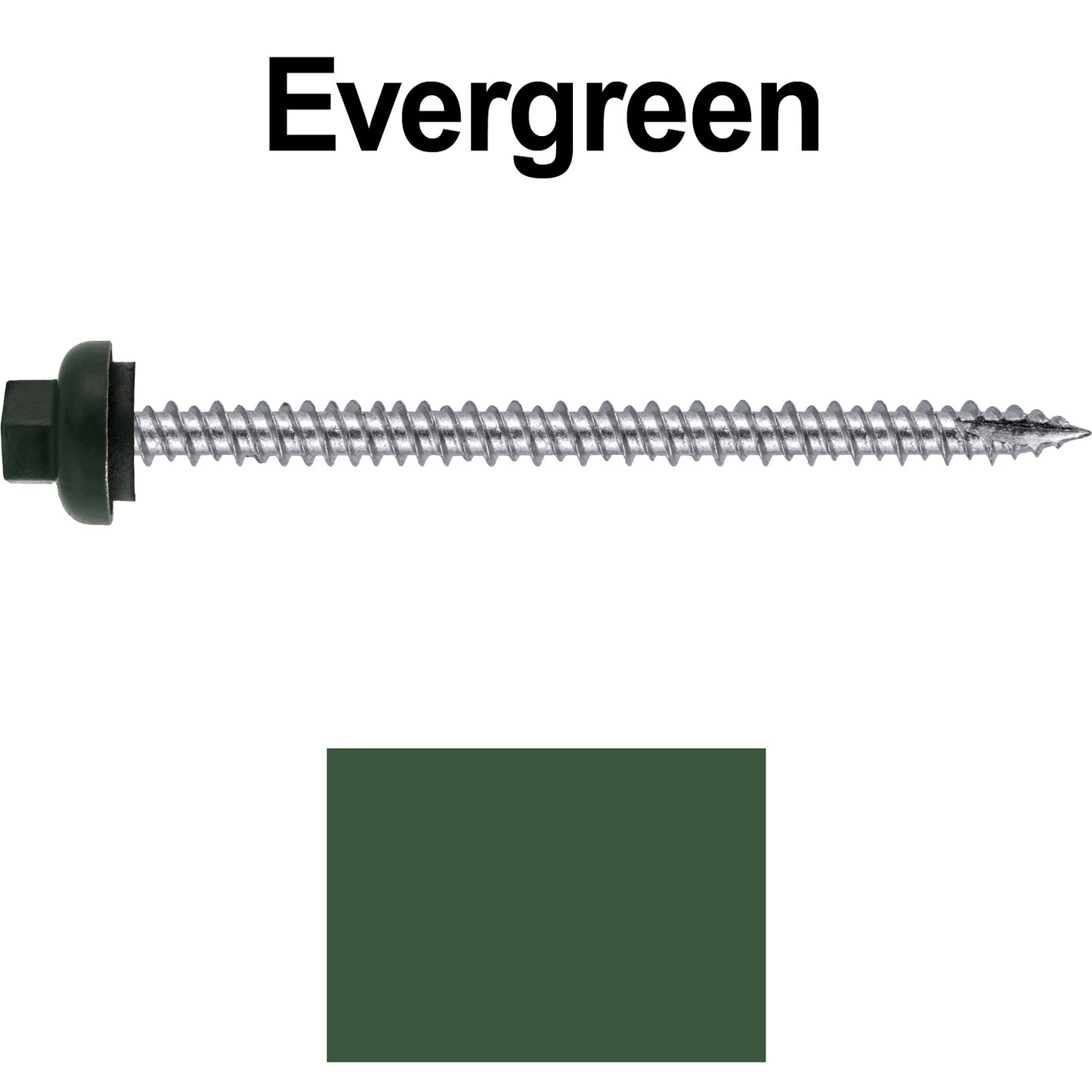10 X 3“ HI-LO Zinc Aluminum Cap Metal Roofing Screws - Hex Washer Head - Self starting/self tapping - EPDM washer. Colored head.