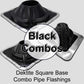 BLACK SQUARE BASE COMBO PIPE FLASHING BOOT:  EPDM Square Base Flexible Pipe Flashing