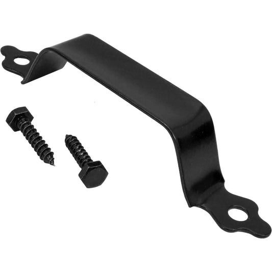 black pressed steel decorative gate handle angle
