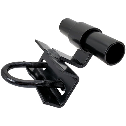 BLACK 1-5/8" Track Rail to 1-5/8" and 1-7/8" Fence Post Rolling Gate Track Bracket - PRESSED STEEL - POWDER COATED