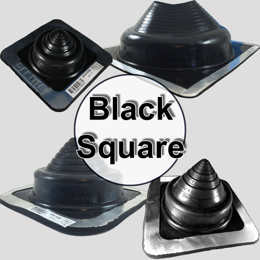 DEKTITE SQUARE BLACK EPDM Flexible Pipe Flashing, Roof Jack, Pipe Boot Flashing Dektite