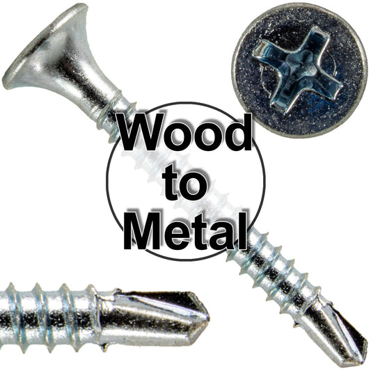6 x 1-1/4" Bugle Head - Drywall To Metal - Phillips Head With Self Drilling #2 Drill Point tip - Zinc Coated for Corrosion Resistance. For Interior Usage.