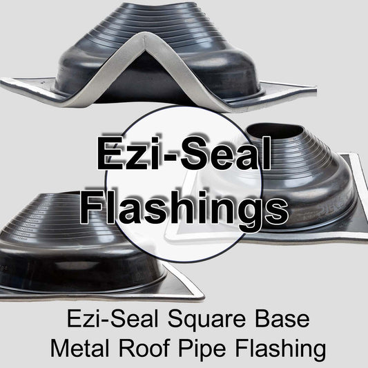 EZI-SEAL EPDM Square Base - Sponge Gasket  - Metal Roof Pipe Flashing - No Silicone Needed (BLACK)