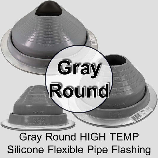 Dektite GRAY Round HIGH TEMPERATURE Silicone Flexible Pipe Flashing Dektite: Metal Roof Jack Pipe Boot - Metal Roofing Pipe Flashing