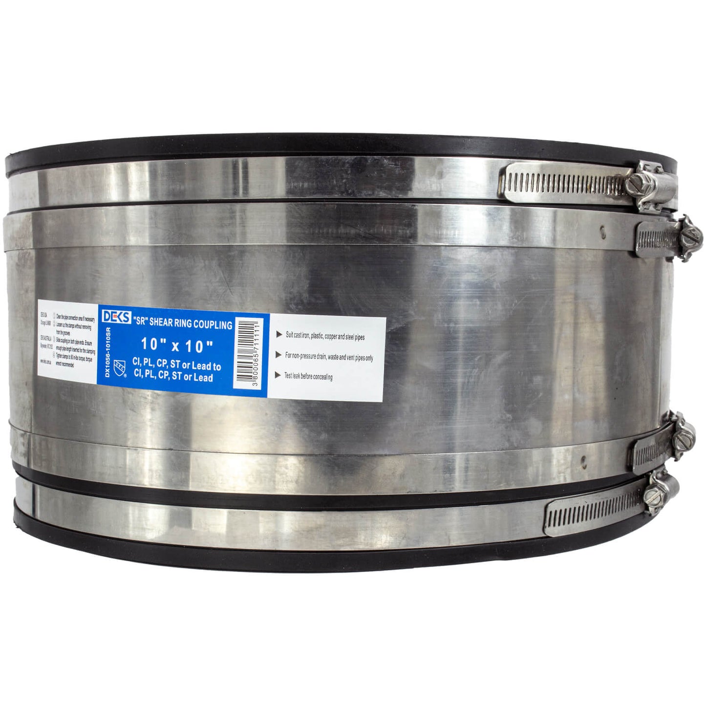 10" x 10" DEKS "SR" Stainless Steel Shear Ring Coupling - DX1056-1010SR - 5 Pack (CLEARANCE)