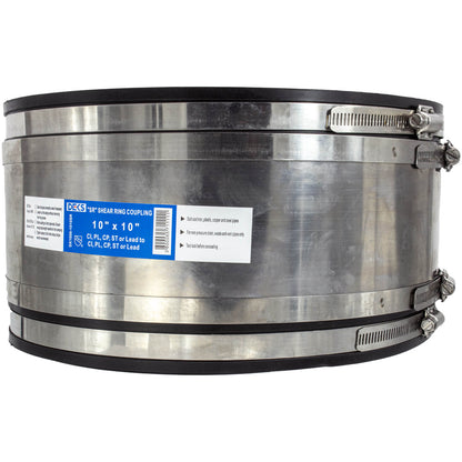10" x 10" DEKS "SR" Stainless Steel Shear Ring Coupling - DX1056-1010SR - 5 Pack (CLEARANCE)