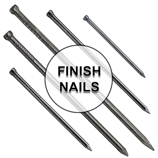 Finish Nails used for "finishing" projects and are non-structural in nature. Common uses for a finish nail are installing crown molding, baseboards, paneling and other projects