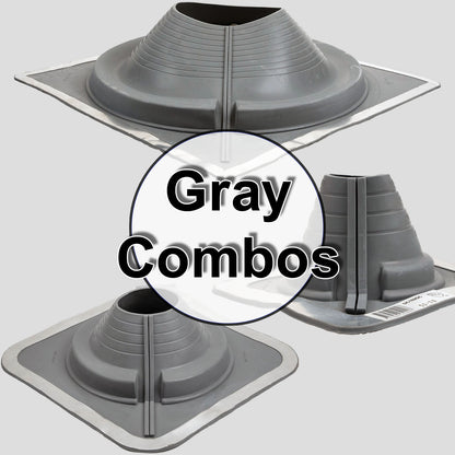 GRAY DEKTITE SQUARE BASE COMBO PIPE FLASHING BOOT:  EPDM Square Base Flexible Pipe Flashing Dektite