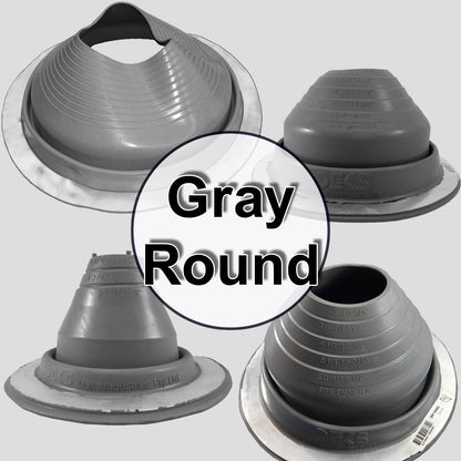 Dektite GRAY EPDM Flexible Round Pipe Flashing - Metal Roof Jack Pipe Boot - Metal Roofing Pipe Flashing