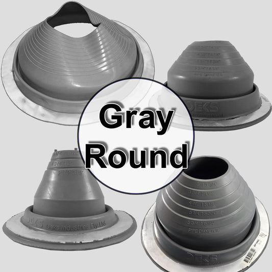 Dektite GRAY EPDM Flexible Round Pipe Flashing - Metal Roof Jack Pipe Boot - Metal Roofing Pipe Flashing