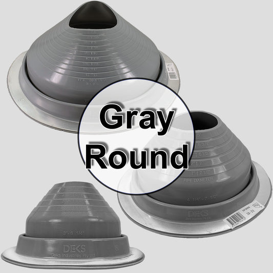 Dektite GRAY Round HIGH TEMPERATURE Silicone Flexible Pipe Flashing Dektite: Metal Roof Jack Pipe Boot - Metal Roofing Pipe Flashing